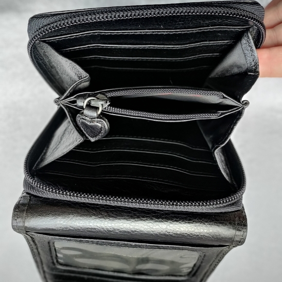 Brighton | Two Toned Leather Black & Brown Silver & Gold Tri-Fold Wallet - Picture 7 of 14